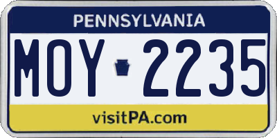 PA license plate MOY2235