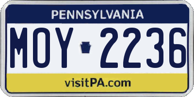 PA license plate MOY2236