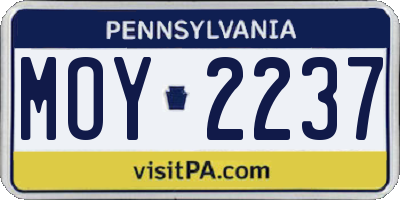 PA license plate MOY2237