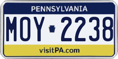 PA license plate MOY2238