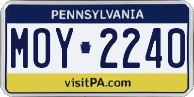 PA license plate MOY2240