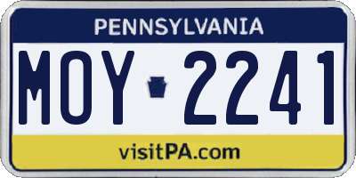 PA license plate MOY2241