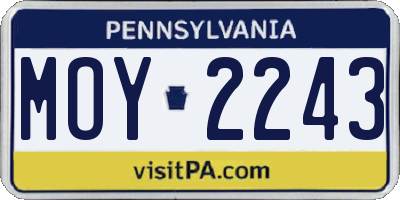 PA license plate MOY2243