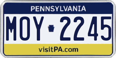 PA license plate MOY2245