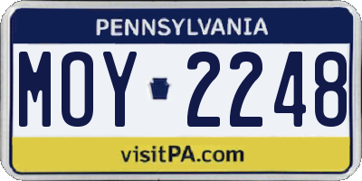 PA license plate MOY2248