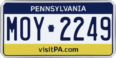 PA license plate MOY2249