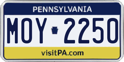 PA license plate MOY2250