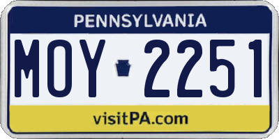 PA license plate MOY2251