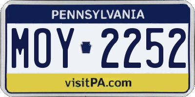 PA license plate MOY2252