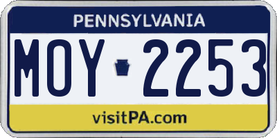 PA license plate MOY2253