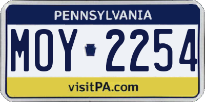 PA license plate MOY2254