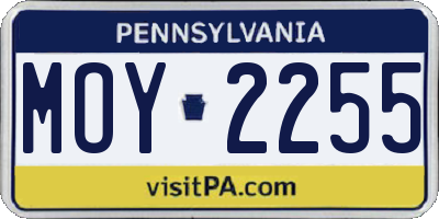PA license plate MOY2255