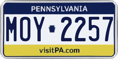 PA license plate MOY2257