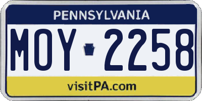 PA license plate MOY2258