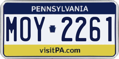 PA license plate MOY2261
