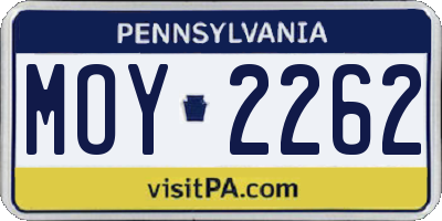 PA license plate MOY2262