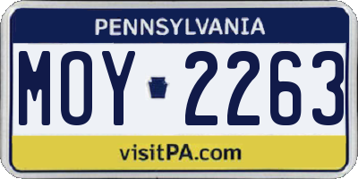 PA license plate MOY2263