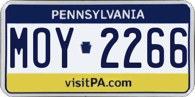 PA license plate MOY2266