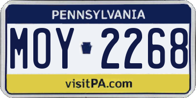 PA license plate MOY2268