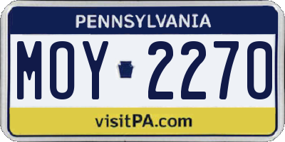 PA license plate MOY2270