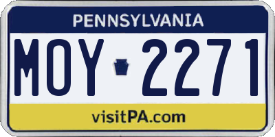 PA license plate MOY2271