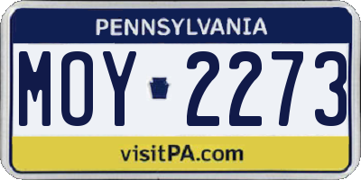 PA license plate MOY2273