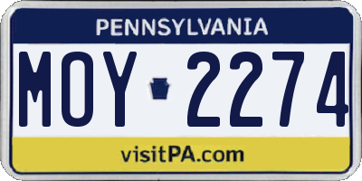 PA license plate MOY2274