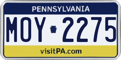 PA license plate MOY2275