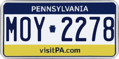 PA license plate MOY2278