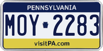PA license plate MOY2283
