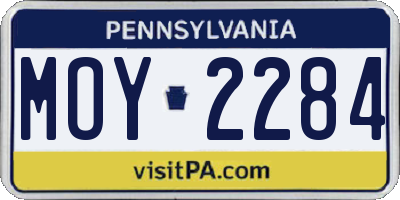 PA license plate MOY2284