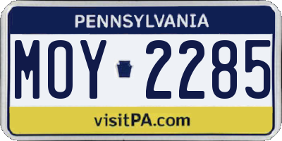 PA license plate MOY2285