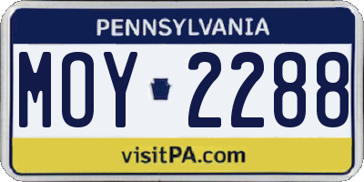 PA license plate MOY2288