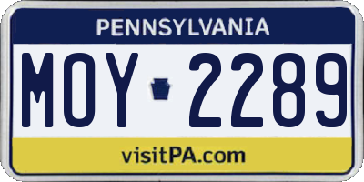 PA license plate MOY2289