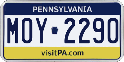 PA license plate MOY2290