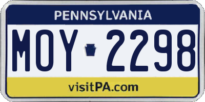 PA license plate MOY2298