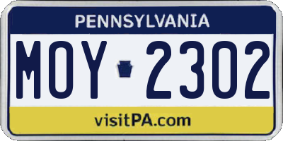 PA license plate MOY2302