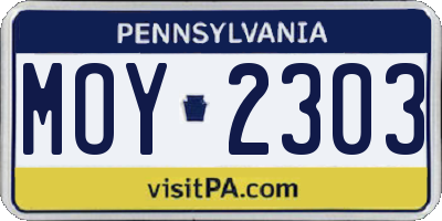 PA license plate MOY2303