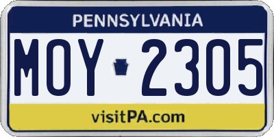 PA license plate MOY2305