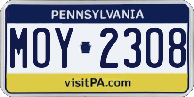 PA license plate MOY2308