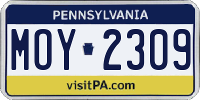 PA license plate MOY2309
