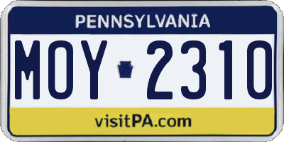 PA license plate MOY2310