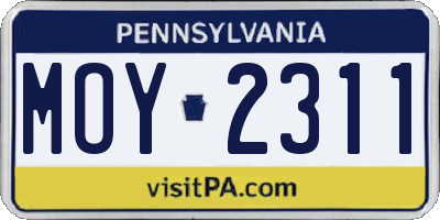 PA license plate MOY2311