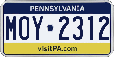 PA license plate MOY2312