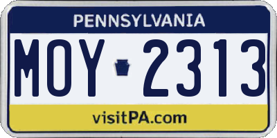 PA license plate MOY2313
