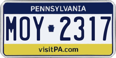 PA license plate MOY2317