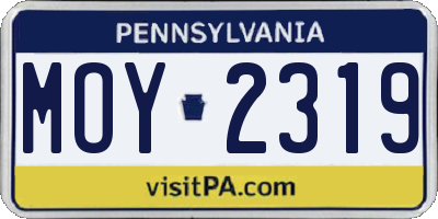 PA license plate MOY2319