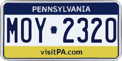 PA license plate MOY2320