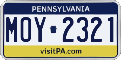PA license plate MOY2321