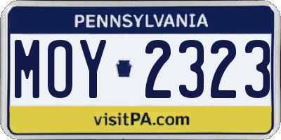 PA license plate MOY2323